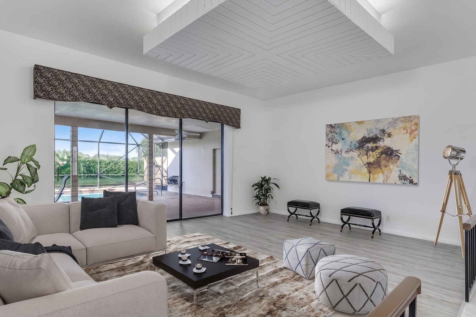Living room set up for a shoot, South Florida